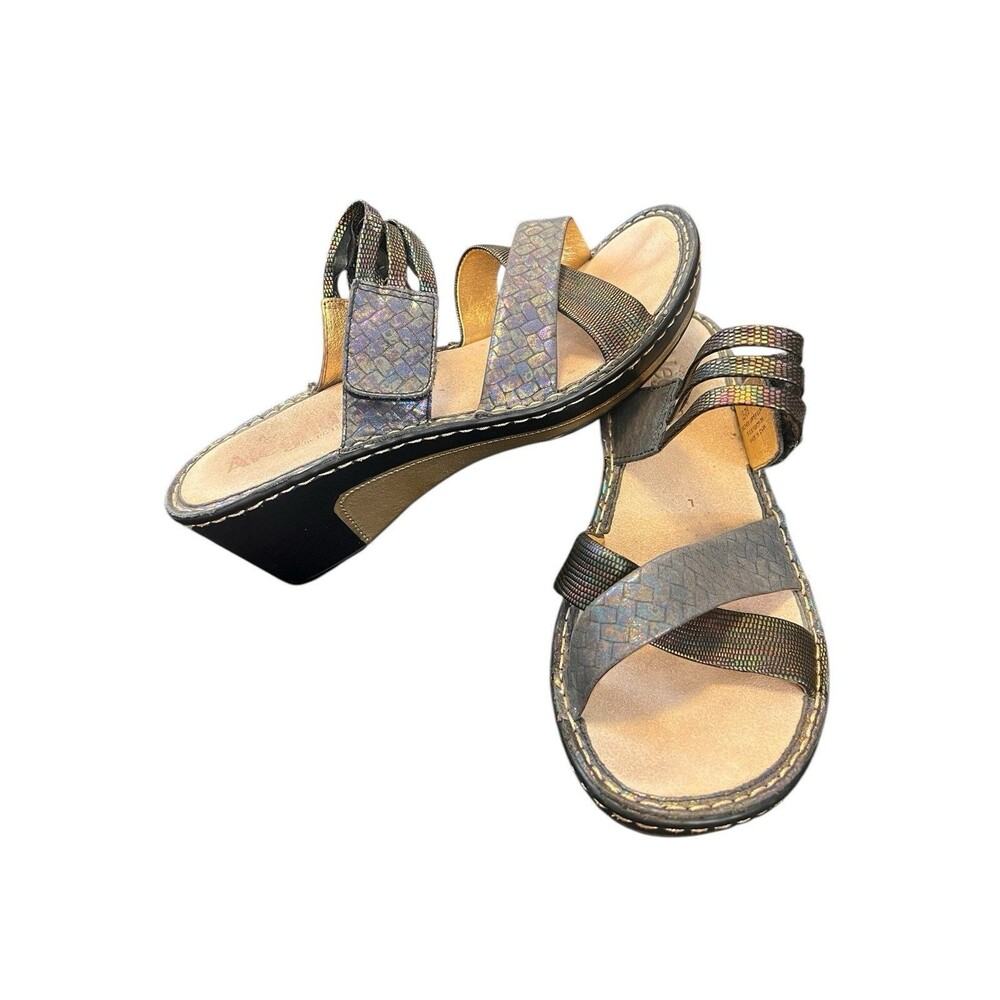 Alegria Leila Braidy Leather Comfort Wedge Slip On Sandals EU 40 US 10